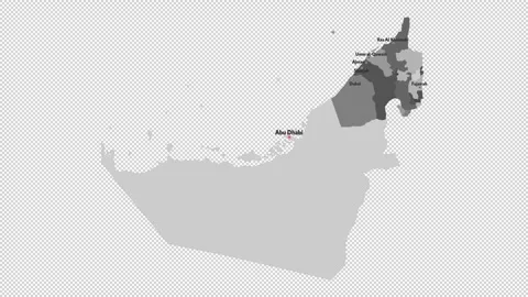 Vector map of UAE with names of cities and with borders city Stock Footage 330713103