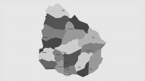 Vector map of Uruguay with names of cities and with borders city Stock Footage 330267269