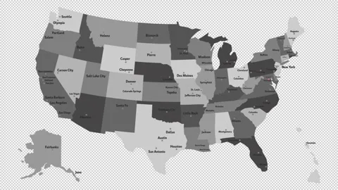 Vector map of USA with names of cities and with borders city Stock Footage 329632237