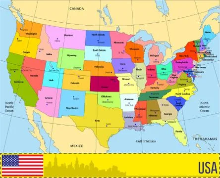 Vector map of USA with states Stock Illustration