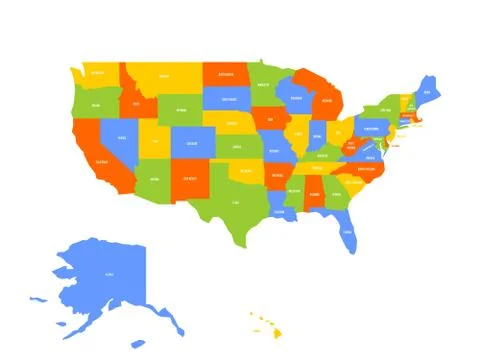 Vector map of USA, United States of America Ilustração Stock