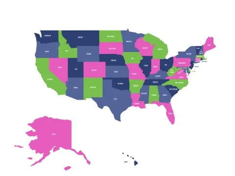 Vector map of USA, United States of America Ilustração Stock