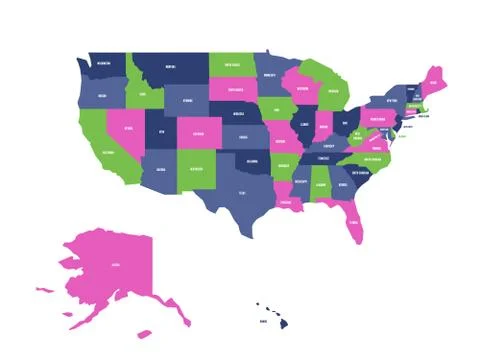 Vector map of USA, United States of America Ilustração Stock