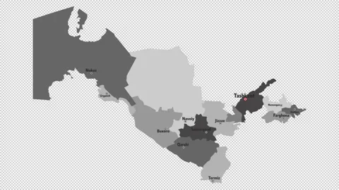 Vector map of Uzbekistan with names of cities and with borders city Vídeo Stock 331899481