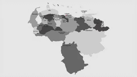 Vector map of Venezuela with names of cities and with borders city Stock Footage 331137668
