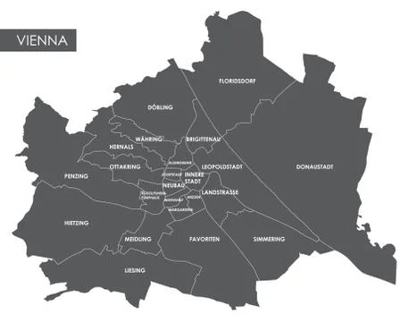 Vector map Vienna district Stock Illustration