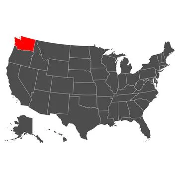 Vector map of Washington. High detailed illustration. Country of the United S Stock Illustration