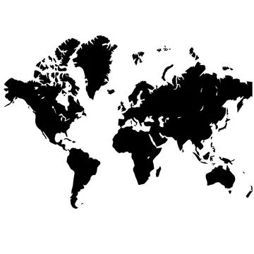 Vector map of the world isolated on white background, black and white map Stock-Illustration