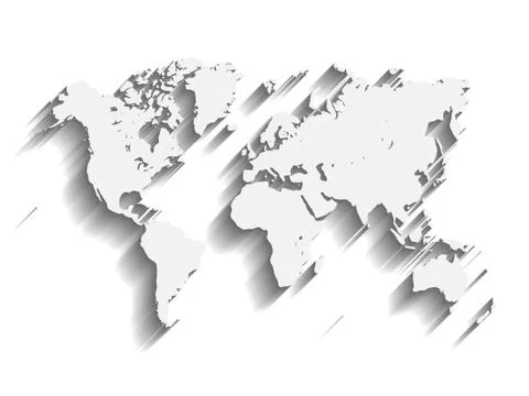 Vector Map of World. Modern flat design with dropped long shadow isolated on Stock Illustration