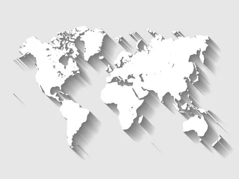 Vector Map of World. Modern flat design with dropped long shadow isolated on Stock Illustration