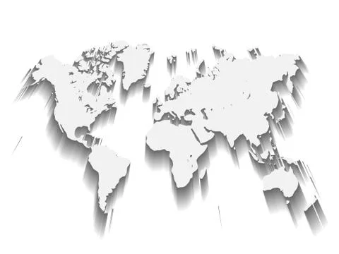 Vector Map of World. Modern flat design with dropped long shadow isolated on Stock Illustration