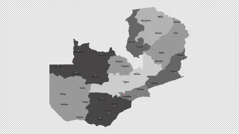 Vector map of Zambia with names of cities and with borders city 스톡 동영상 331518287