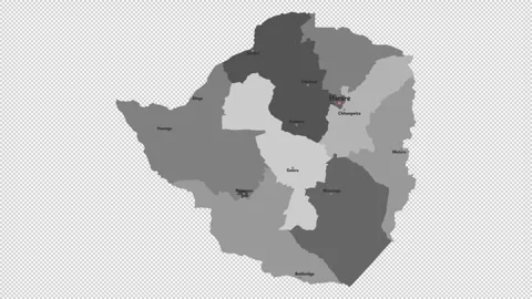 Vector map of Zimbabwe with names of cities and with borders city Stock Footage 331518286