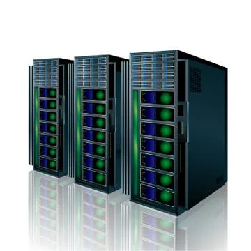 Vector mapping of supercomputers. Isolated in white background. Stock Illustration