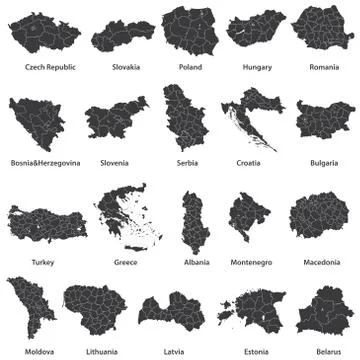 Vector maps of Europe countries Stock Illustration