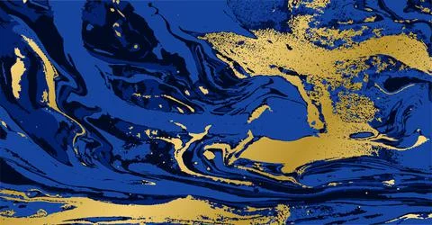 Vector marble blue and gold texture Stock Illustration