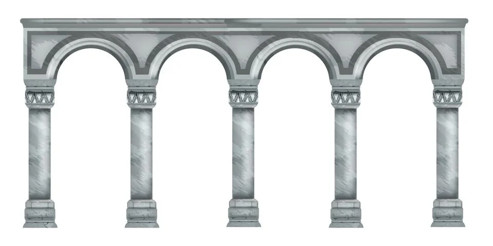 Vector marble column illustration, roman stone arch, ancient Greek pillar Illustrazione stock