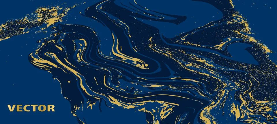 Vector marble dark blue and gold texture Stock Illustration