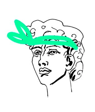 Vector marble head of David. Work of art of the era of excitement. Stock Illustration