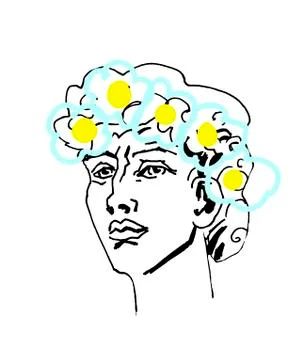 Vector marble head of David. Work of art of the era of excitement. Stock Illustration