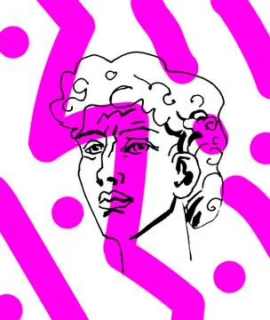 Vector marble head of David. Work of art of the era of excitement. Stock Illustration