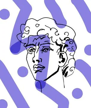 Vector marble head of David. Work of art of the era of excitement. Stock Illustration