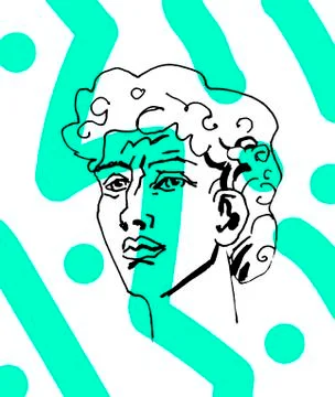 Vector marble head of David. Work of art of the era of excitement. Stock Illustration