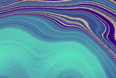 Vector marble pattern, cover design, colorful blue texture, realistic blue fluid Stock Illustration