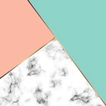 Vector marble texture design with golden geometric lines, black and white Stock Illustration