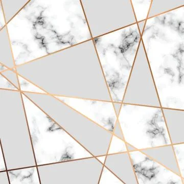 Vector marble texture design with golden geometric lines Stock Illustration