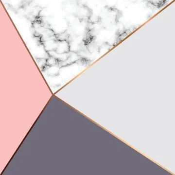 Vector marble texture design with golden geometric lines Stock Illustration