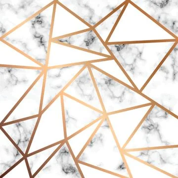 Vector marble texture design with golden geometric lines Stock Illustration