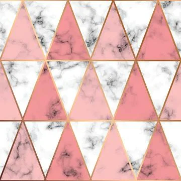 Vector marble texture design with golden geometric lines, black and white Stock Illustration