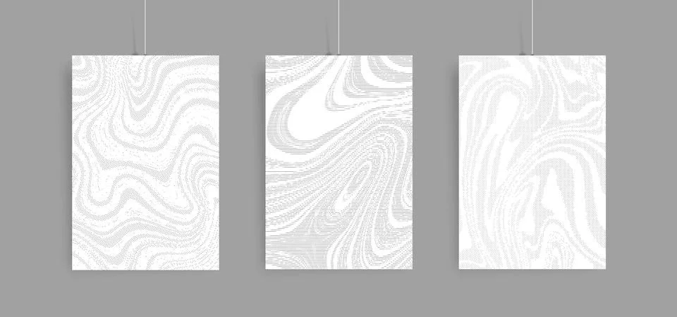 Vector marbling halftone posters set. Marble texture for, brochures, invitati 스톡 일러스트