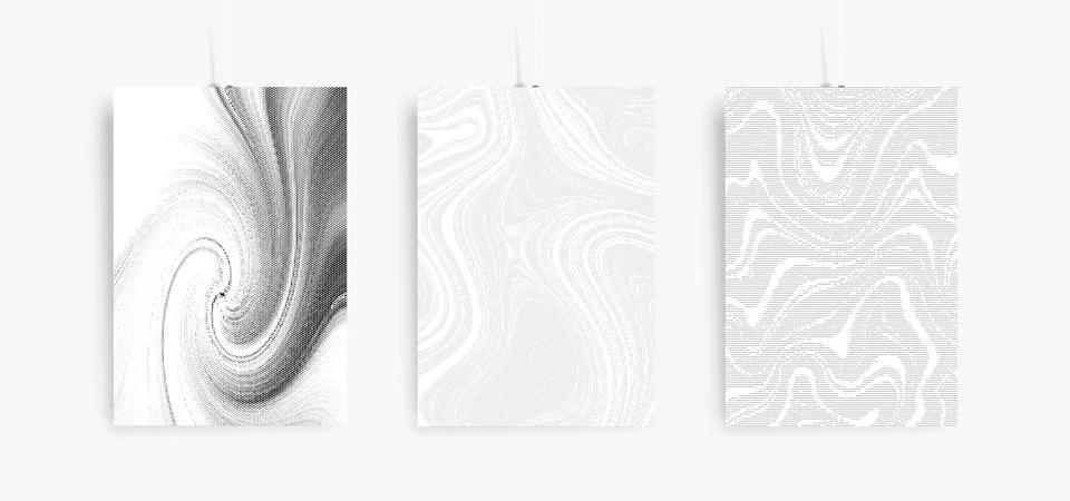 Vector marbling halftone posters set. Marble texture for, brochures, invitati 스톡 일러스트