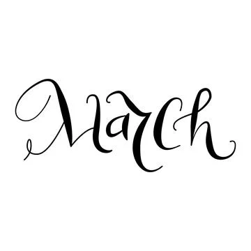 Vector March hand drawn month in English. Creative month names drawn for Stock Illustration