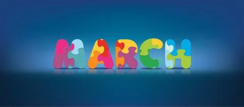 Vector march written with alphabet puzzle Stock Illustration