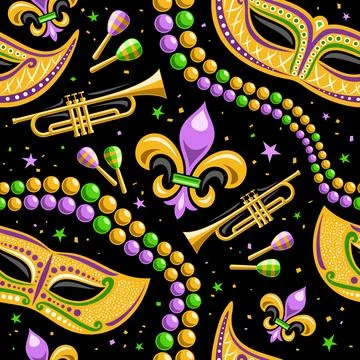 Vector Mardi Gras Seamless Pattern Illustrazione stock