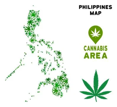 Vector Marijuana Collage Philippines Map 스톡 일러스트
