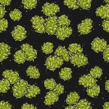 Vector Marijuana Flowers Seamless Pattern Stock Illustration