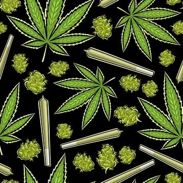Vector Marijuana Seamless Pattern Stock Illustration