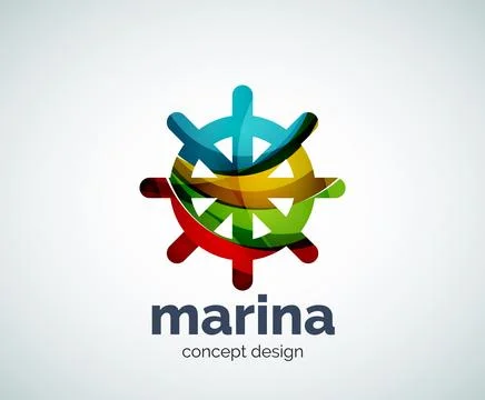 Vector marina, steering wheel logo template Stockillustratie