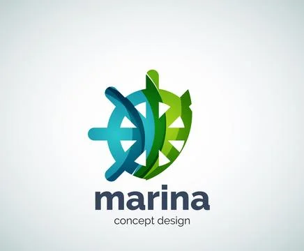 Vector marina, steering wheel logo template Stock Illustration