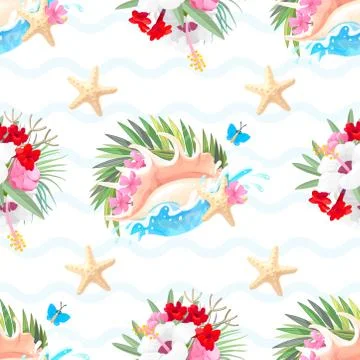 Vector marine seamless pattern art Stock Illustration