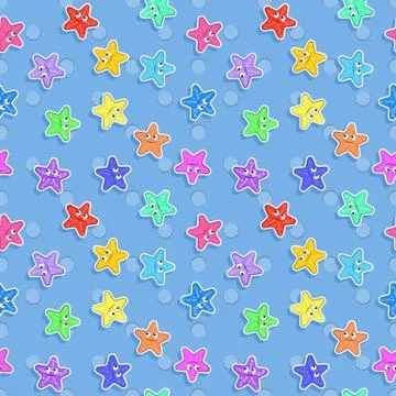 Vector Marine seamless pattern with colorful starfish. Pattern for children. Ilustración de archivo