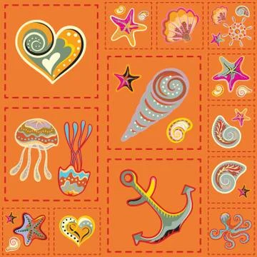 Vector Marine Seamless Pattern. Sea Patchwork Stockillustratie