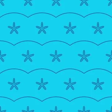 Vector marine seamless pattern with sea starfish Stock Illustration