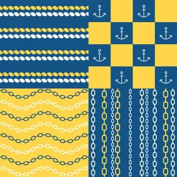 Vector marine seamless pattern set 1, chain Stock Illustration