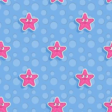 Vector Marine seamless pattern with starfish. Pattern for children. Ilustración de archivo
