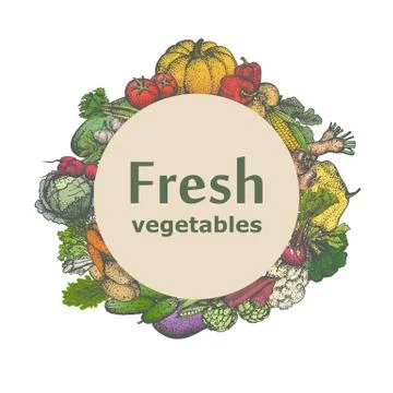 Vector mark sticker sign icon of fresh vegetables Stock Illustration